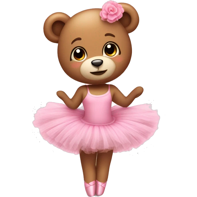 Cute fluffy teddy bear with pink ballerina tutu emoji