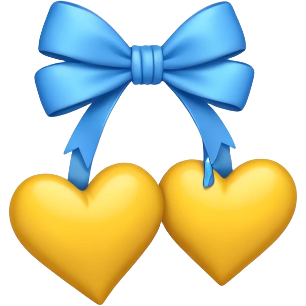 Blue and yellow hearts tied together with a bow emoji