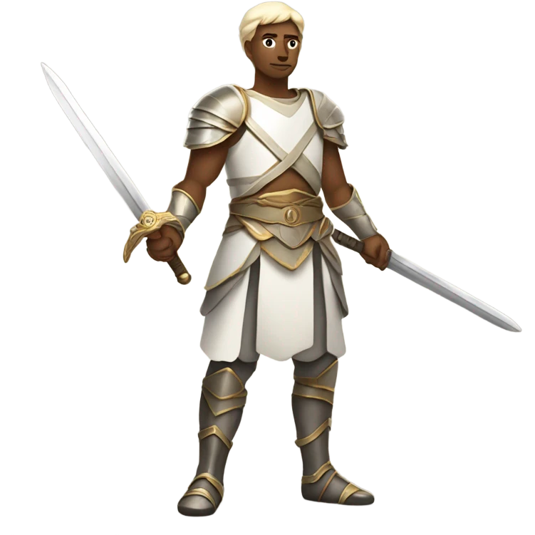 Warrior prince with white body, with sword on hand and full body  emoji