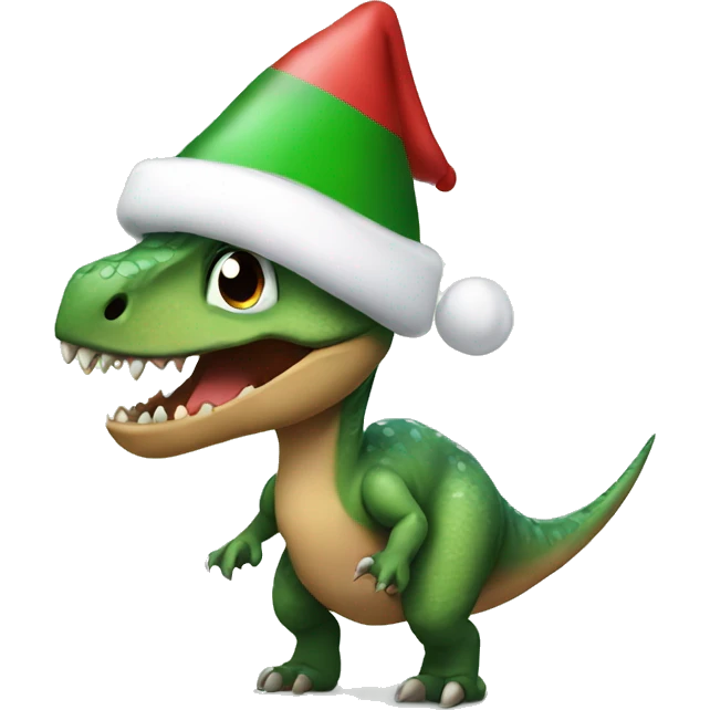  Dinosaur wearing a Christmas hat emoji