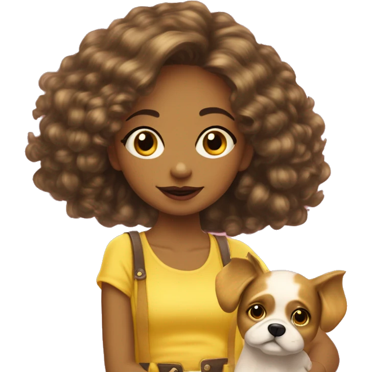 ￼ Coquette Burnett girls with yellow dog  emoji