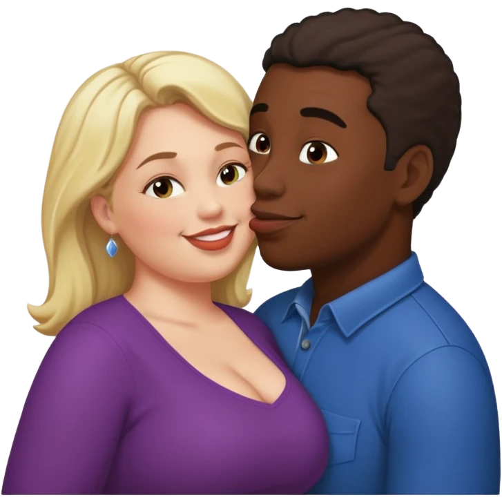Fit black man kissing fat white mom emoji
