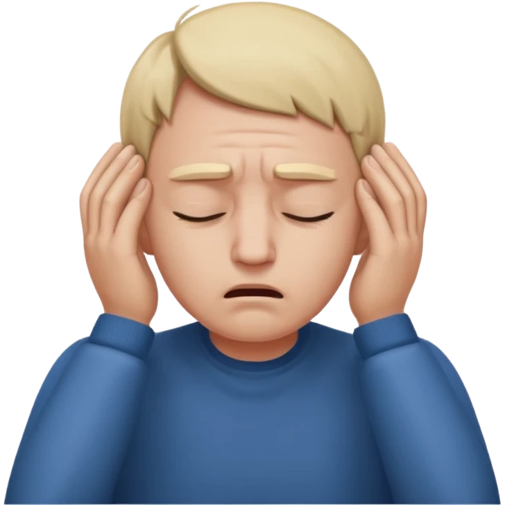 person covering ears with hands, in pain emoji