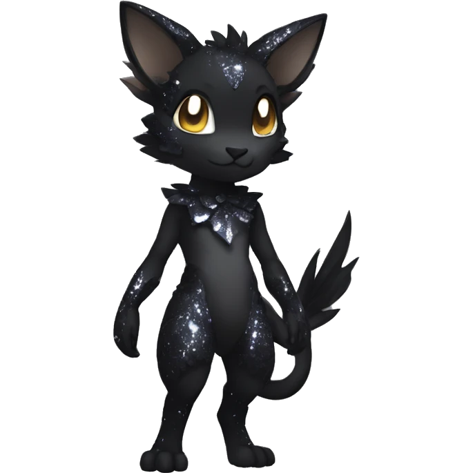 a anthro chibi-style black sparkle-Fakémon-hybrid full body emoji