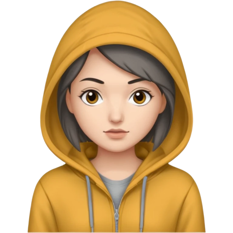 Sasha Gray in big gray hoodie full height emoji