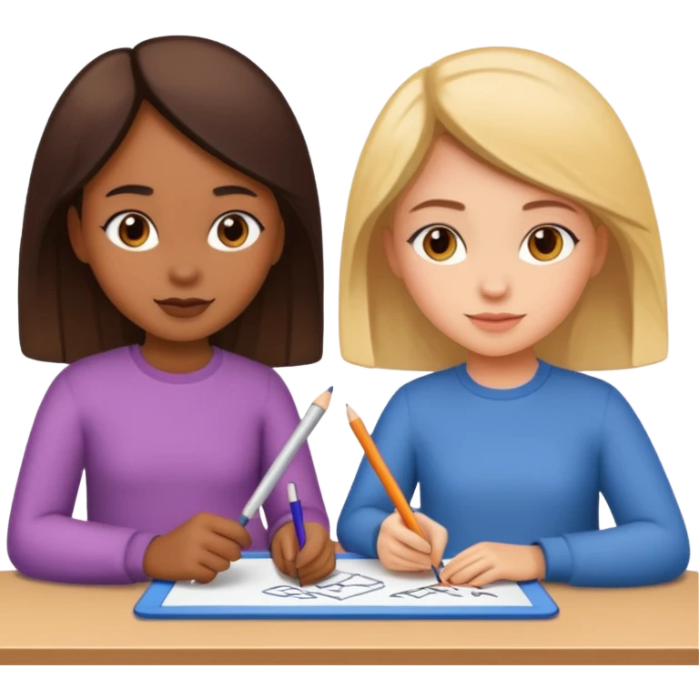 две девушки рисуют границы emoji