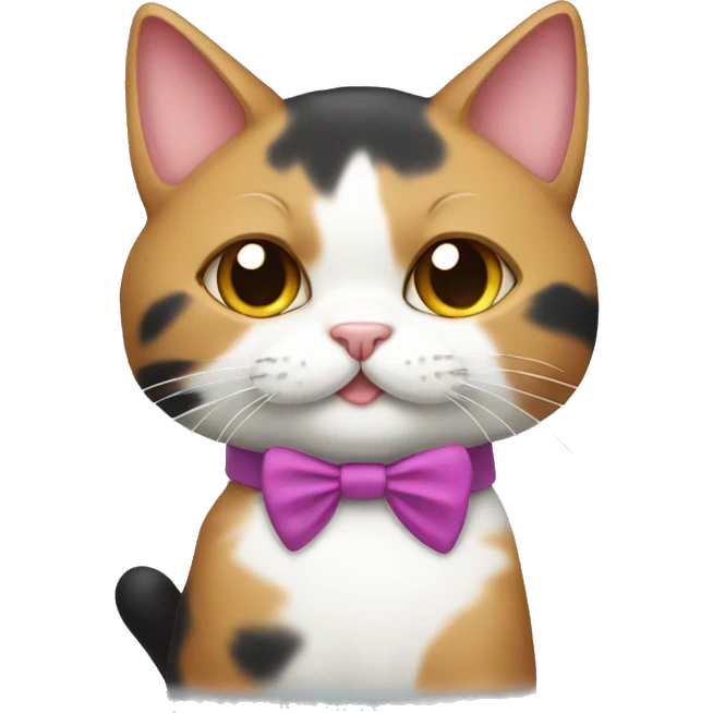 Tricolor cat with a bow around its neck emoji