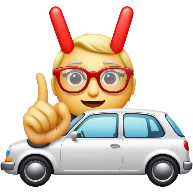 car wearing glasses with finger sticking up emoji