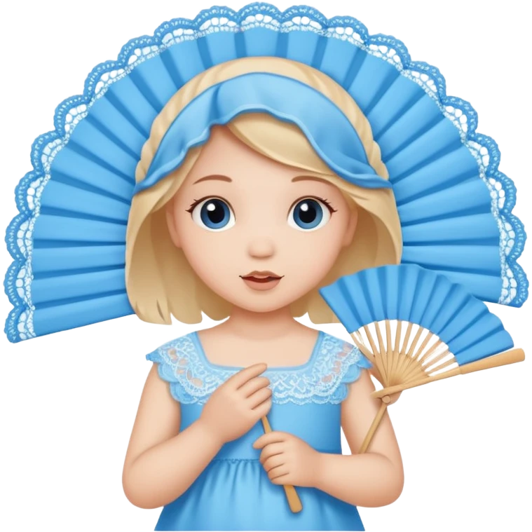 baby blue holding fan with lace emoji