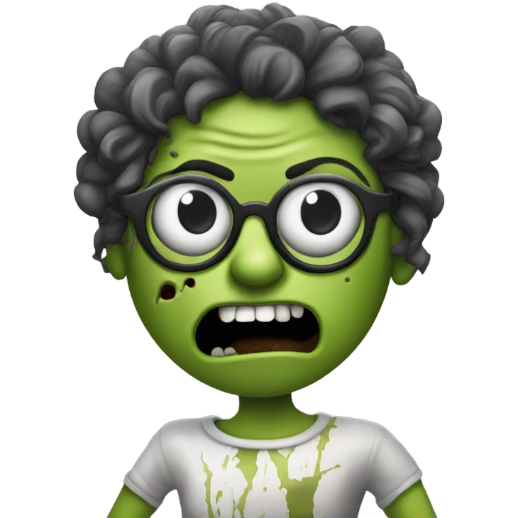 janis soplin zombie dancing, wearing circle glasses emoji