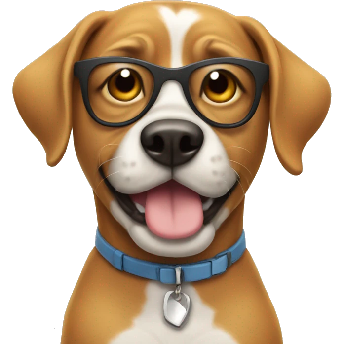 Dog with acting cool emoji