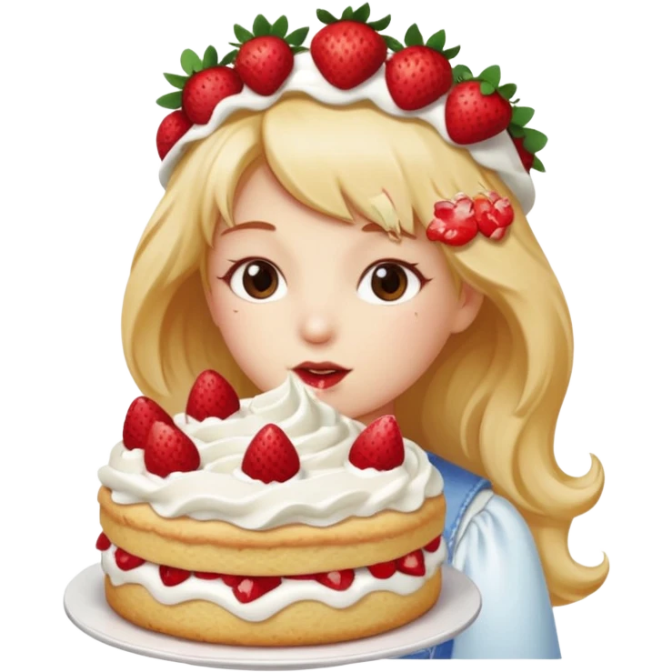 Strawberry shortcake kissing emoji