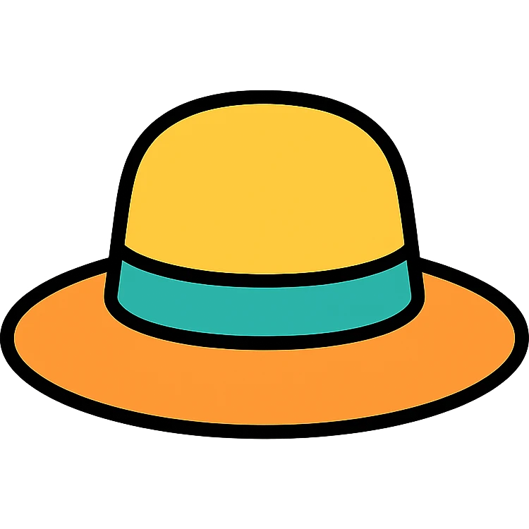 colored outline icon of a hat emoji