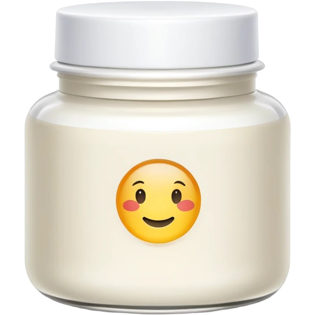 Skincare cream jar with safety seal emoji