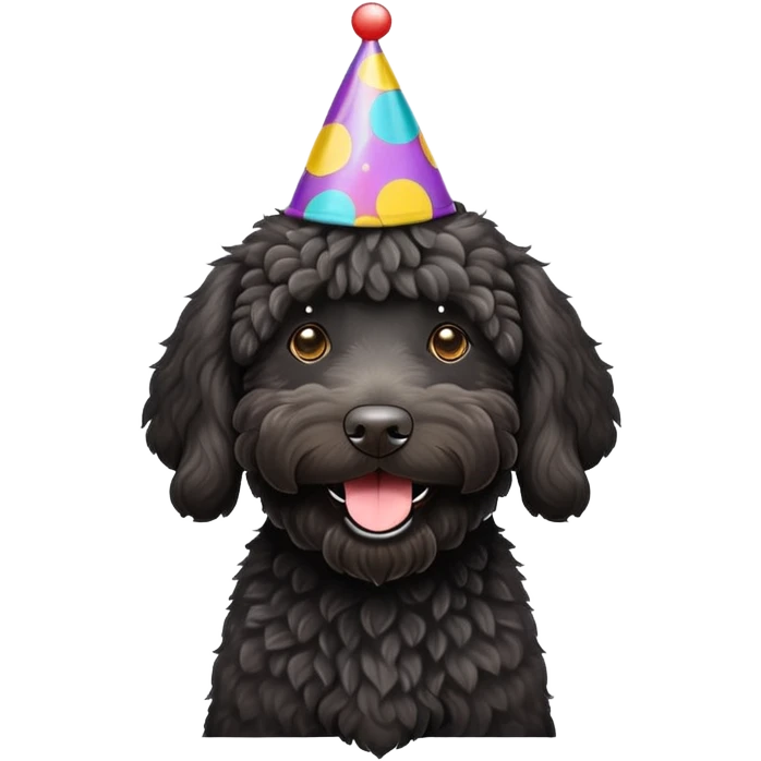 Black labradoodle party hat emoji