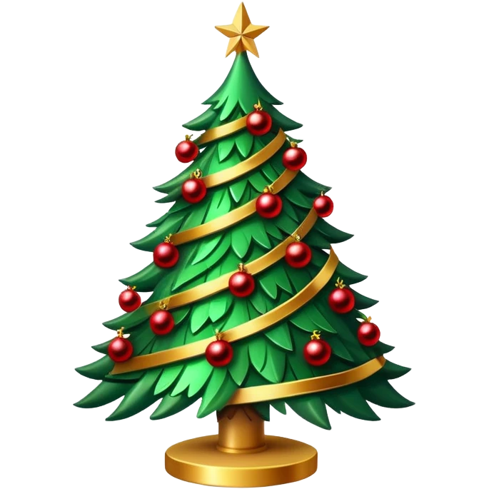 Christmas tree with red tinsel and gold ornaments  emoji