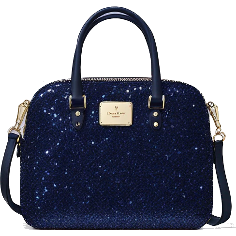 Realistic isolated navy blue glitter kate spade satchel purse.  emoji