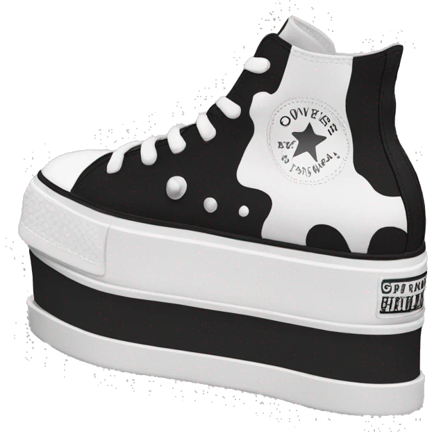 Black and white platform converse platform shoes emoji