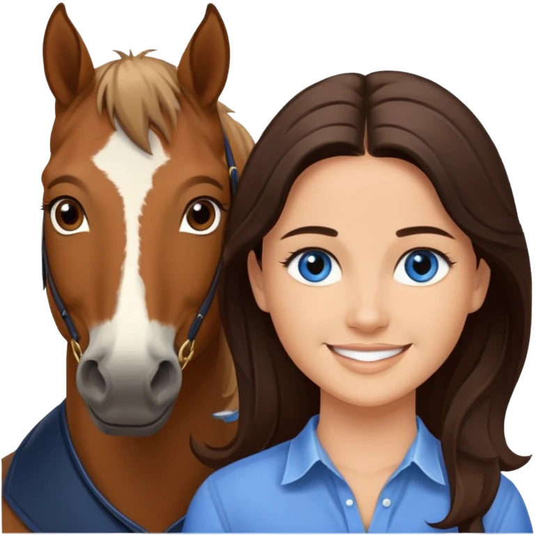 Smiling blue eyed trevor donovan with smiling brown eyed danica mckellan and one brown horse brown eyed danica mckellan emoji