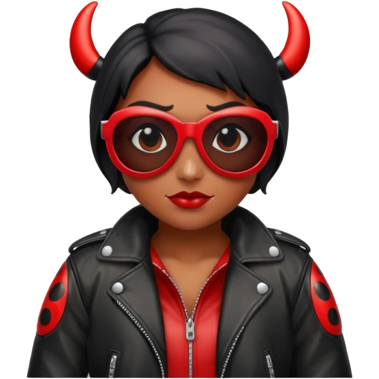 a badass villain ladybug beetle thug with sunglasses and a leather jacket emoji