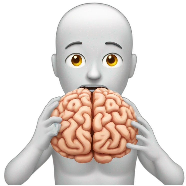 human eating a brain emoji