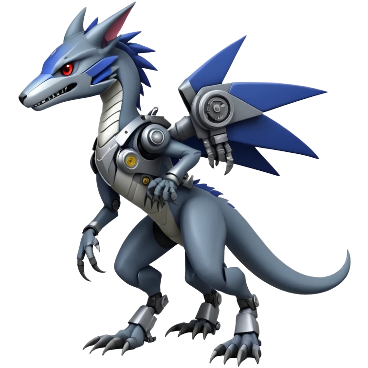 Full body Edgy Anthro Futuristic Mechanical Sergal-raptor-vernid emoji
