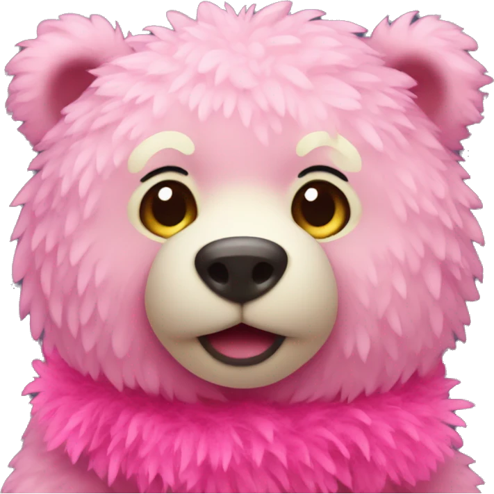 Cute bear with pink boa emoji
