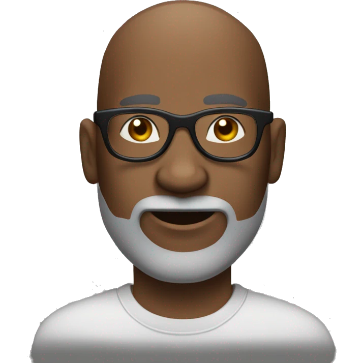 Bald- black man-with-glasses-with scruffy -salt & pepper beard in t shirt emoji