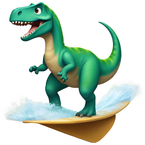A dinosaur surfing  emoji