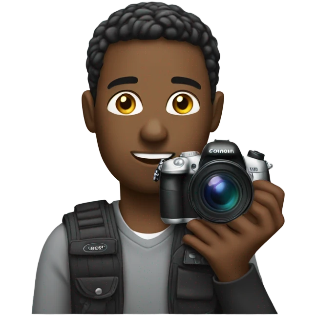 Black guy with canon camera  emoji