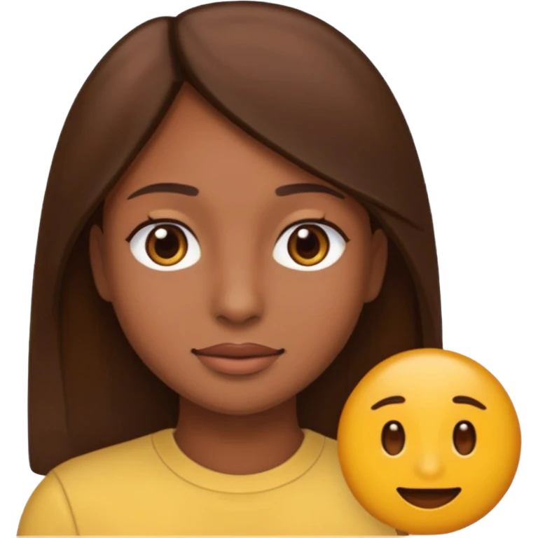 Create a emoji version of me with brown skin color, brown eyes and brown straight hair  emoji