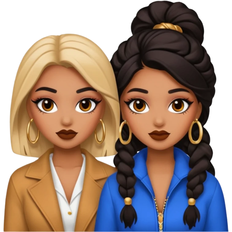 Boujy baddie best friends, trendy heavy makeup emoji