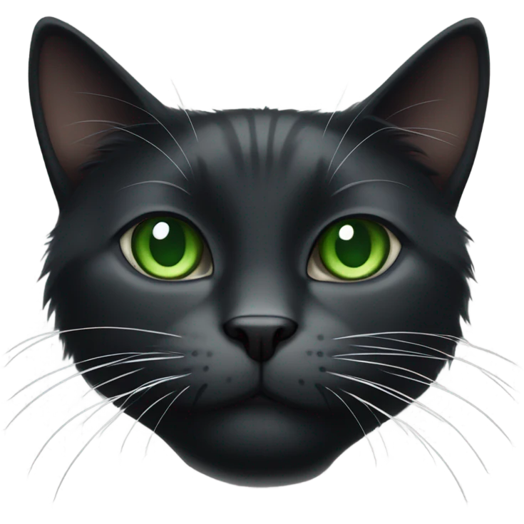 a black and white cat with green eyes and white ling whiskers emoji