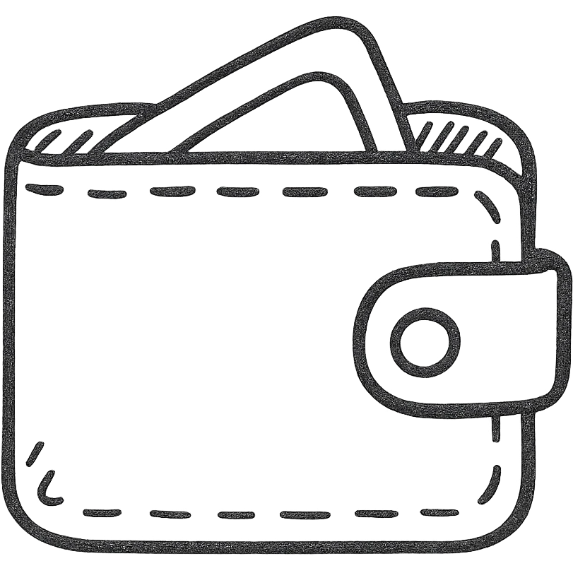 wallet icon, hand drawn black outline emoji