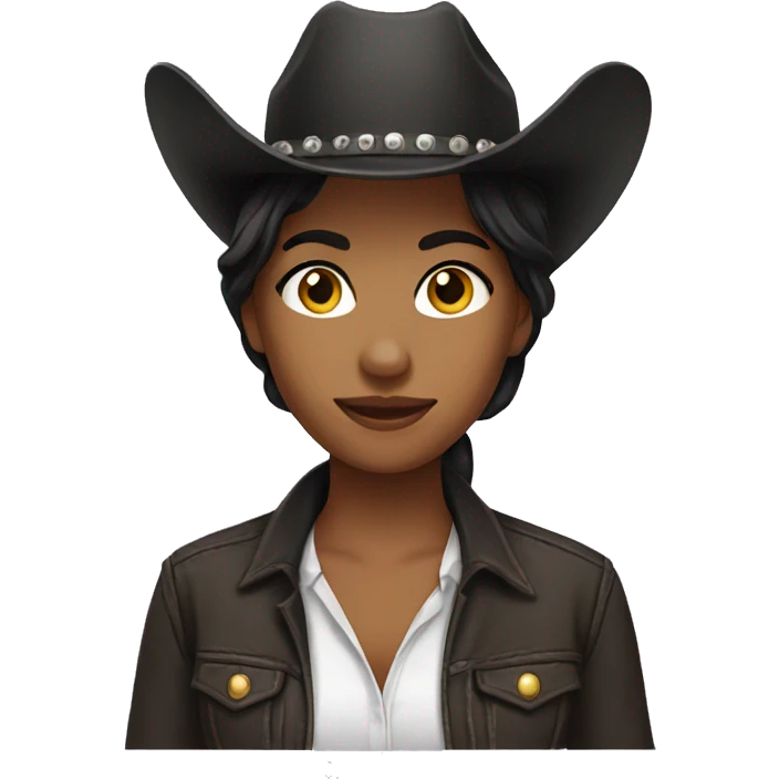 Dark haired cowgirl emoji