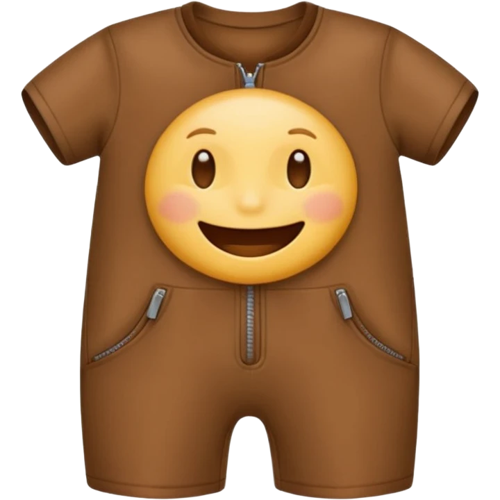 create an emoji that wears a short sleeve short jumpsuit in color brown with seamless zipper emoji