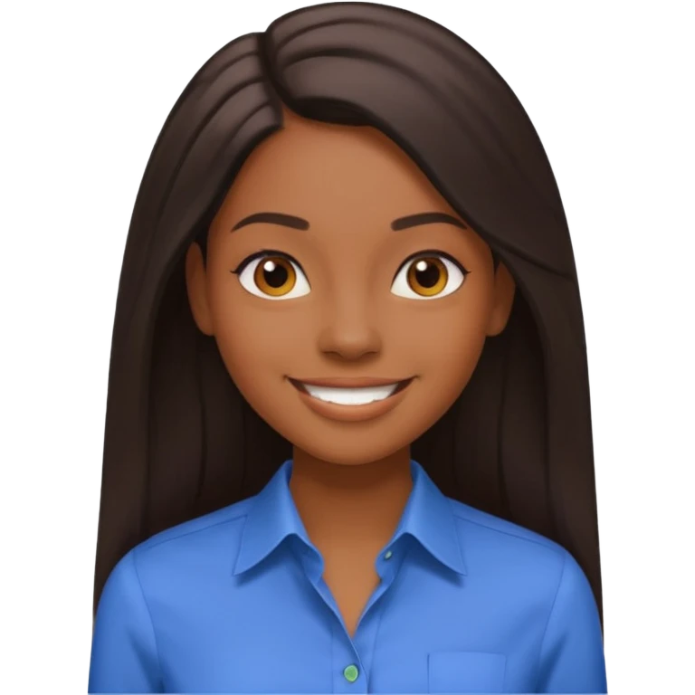 black girl working in colored formal shirt and long sleek hair emoji