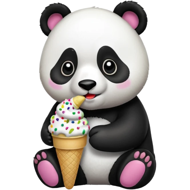 Panda eating ice cream emoji