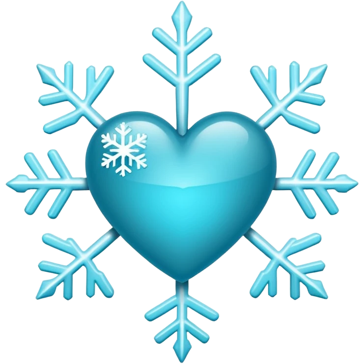 Cyan heart with white snowflake markings emoji