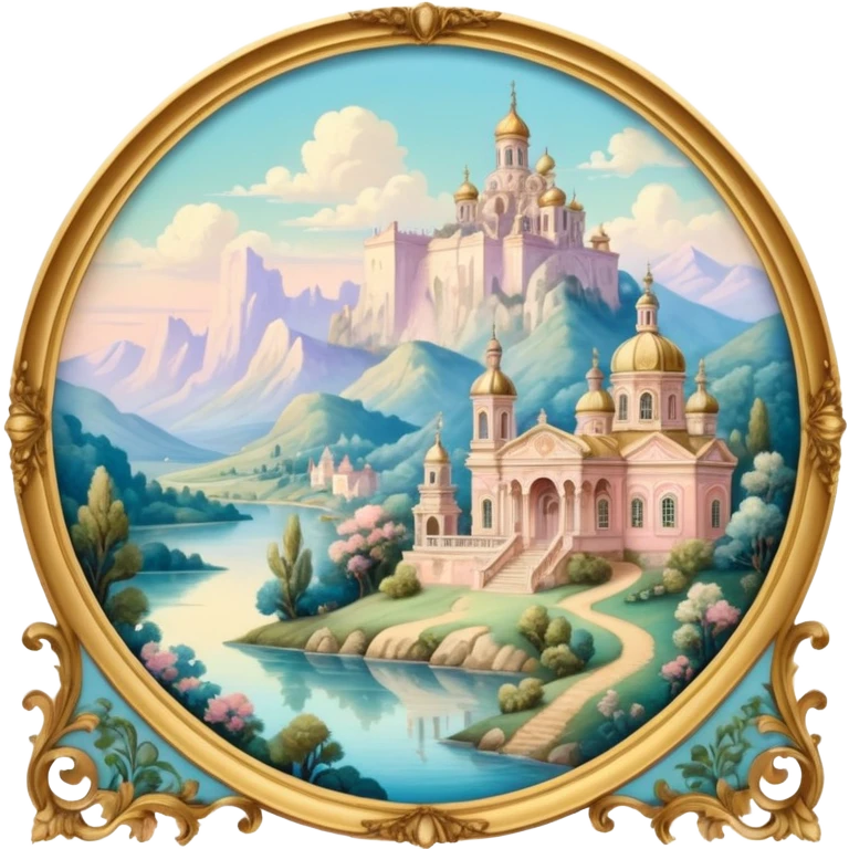 highly detailed vintage rococo scenic painting emoji