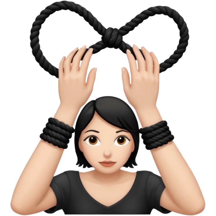 Woman’s hands tied with black rope  emoji