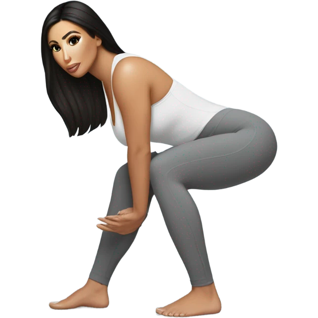Kim K squatting  in yoga pants emoji