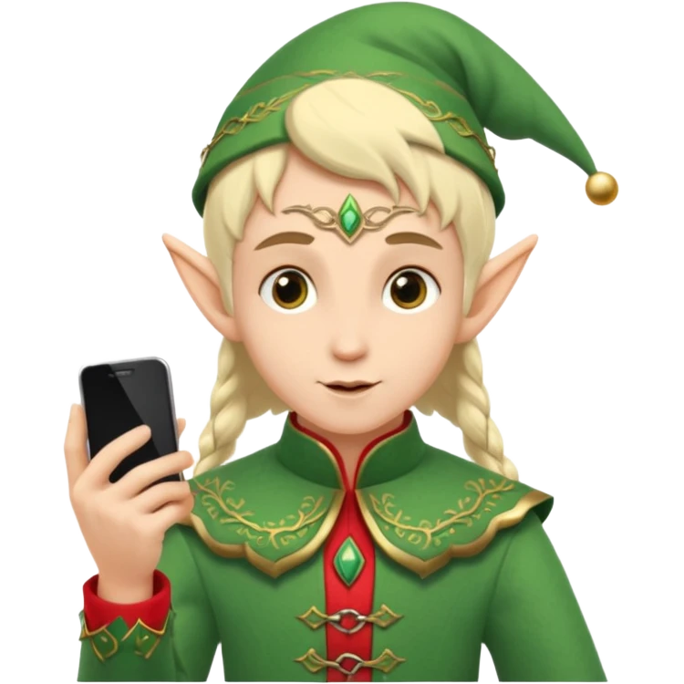 elf with russia custome dress and smartphone emoji