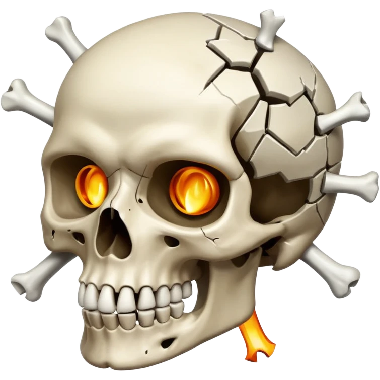 Skull who's upper side is exploded emoji