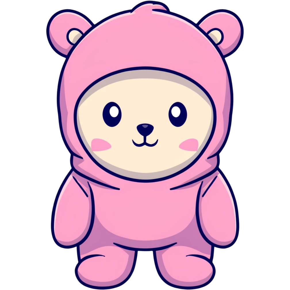 bear wearing a pink balaclava, cartoon sticker emoji