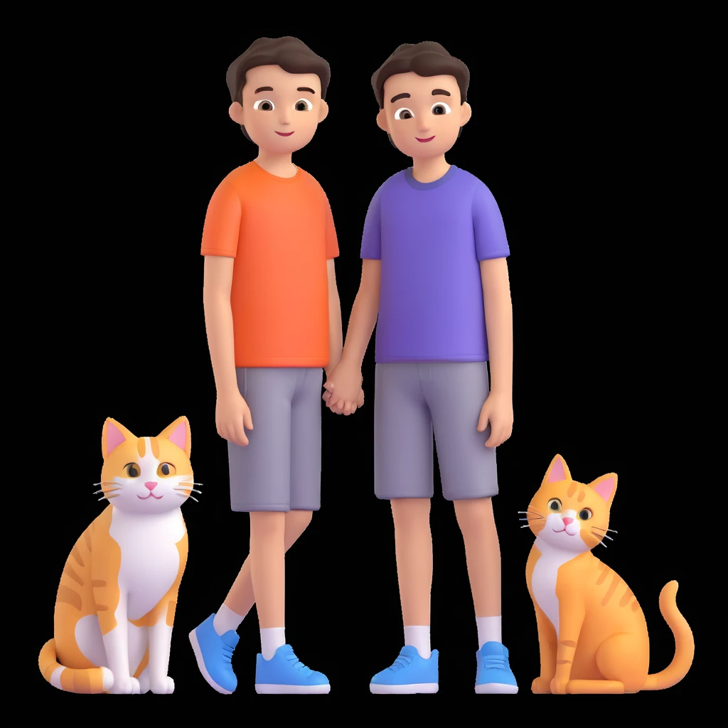boy and cat pet emoji