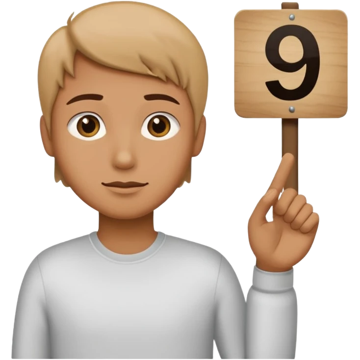 jury character holding out their hand with a sign that says 9 emoji
