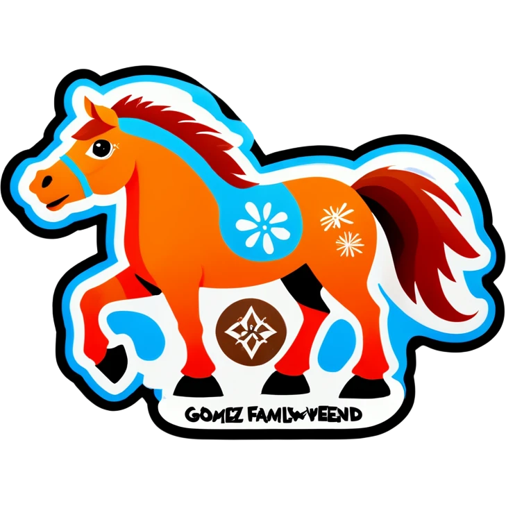 Horse that says Gomez Family Weekend  emoji