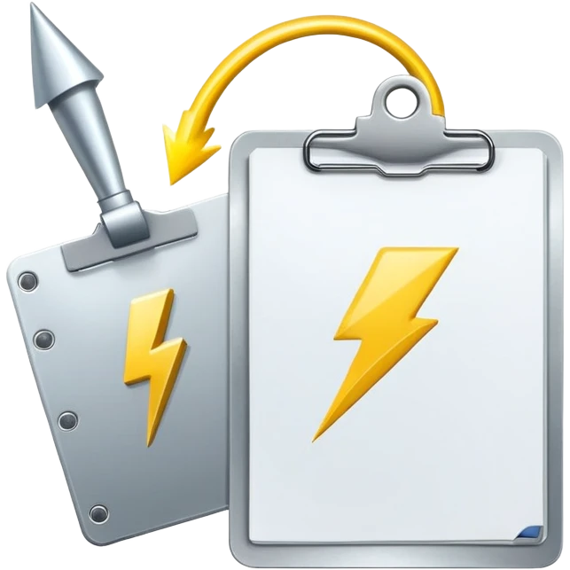 gear with checkmark and lightning bolt with clipboard emoji