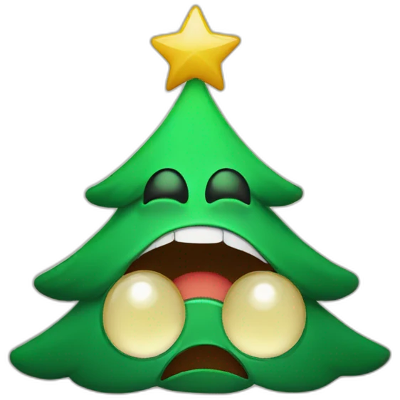crying Christmas tree emoji